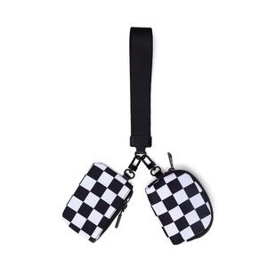 Checkered Black and White Accessory Pouches Wristlet Brand New